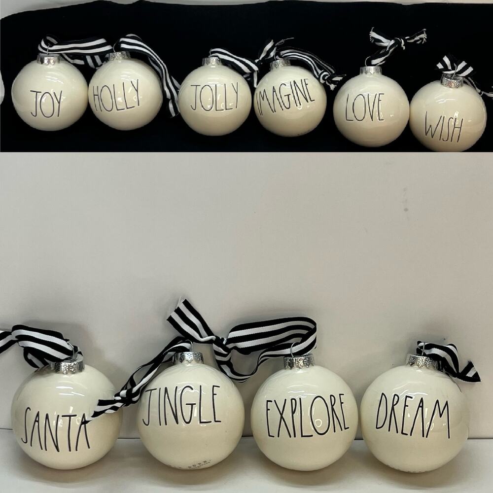 rae dunn white ceramic farmhouse white black stripe ribbon 3 in as‎ is magenta